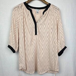 Motherhood Maternity Blouse Chevron Cream M